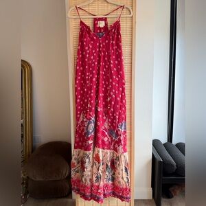 Anthropologie Maeve Kira Pink Printed Floral Maxi Dress Size Size M